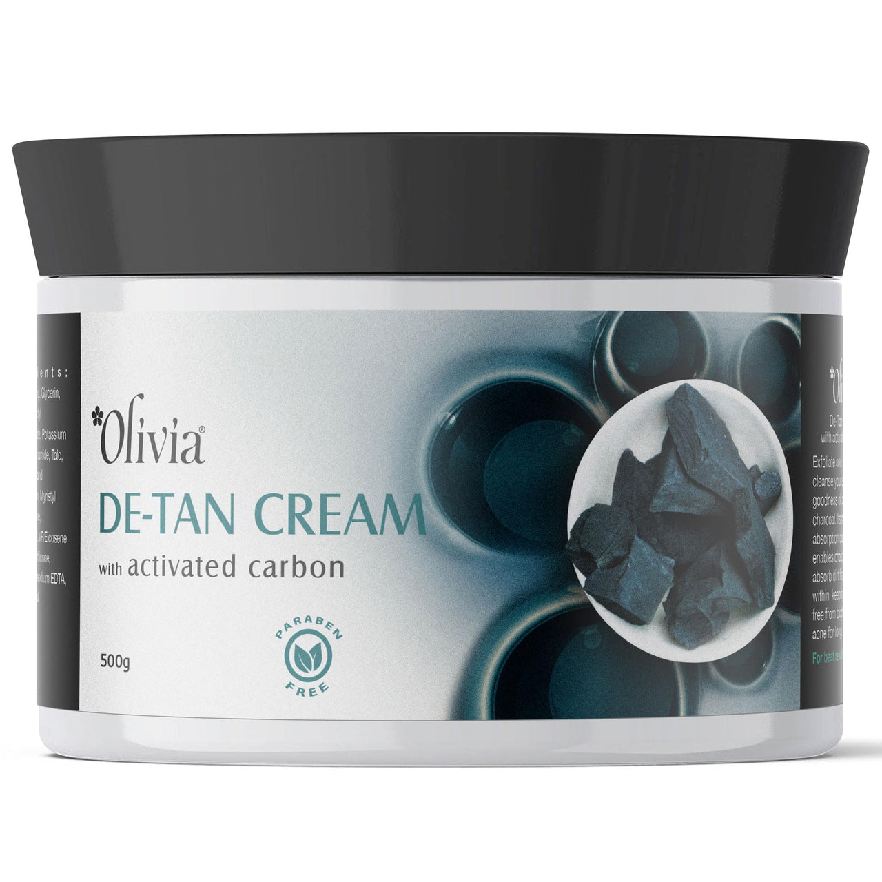 Olivia De-Tan Cream with Activated Carbon | Heavy Tan Removal & Brightening Cream for Face | Tan Removal for Women & Men | Removes Blackheads, Dark Spots & Prevents Acne | 500g - For All Skin Types
