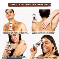 Bella Vita Organic Face & Body Scrub for Skin Brightening De-Tan Ayurveda, Exfoliate Knees, Elbows, Scalp, Arms Etc, 75 g & Face Wash, 225 grams