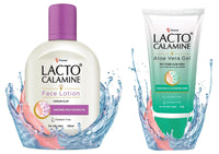 Lacto Calamine Face Lotion for Oil Balance - Oily Skin - 120 ml & Lacto Calamine Aloe Vera Gel with 99% Pure Natural Aloe Vera, Vitamin E and Glycerin - 150 g - Pack of 1