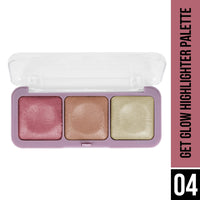 Hilary Rhoda Get Glow Highlighter Palette | Ultra Blendable & Long Lasting | Shimmer Finish & Illuminating Glow | Highly Pigmented & Easy To Blend Shades | 3 Shades in 1 Palette -15g (Shade - 04)