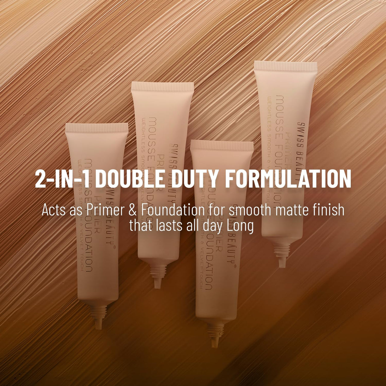 Swiss Beauty Primer Mousse Foundation Weightless Smooth & Velvet Touch, Face Makeup, Rose Blush, 30ml