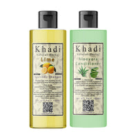 Khadi Natural Herbal Paraben Free Aloe vera Conditioner And Lime Shampoo Combo Pack For Hair Growth Controls Hair Fall | Anti Dandruff | Suitable For Dry, Curly And Frizzy Hair