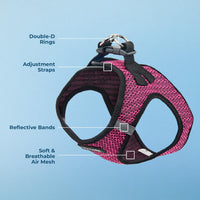 Voyager Step-in Air Dog Harness - All Weather Mesh Step in Vest Harness for Small and Medium Dogs and Cats by Best Pet Supplies - Harness (Fuchsia 2-Tone), XS (Chest: 13-14.5