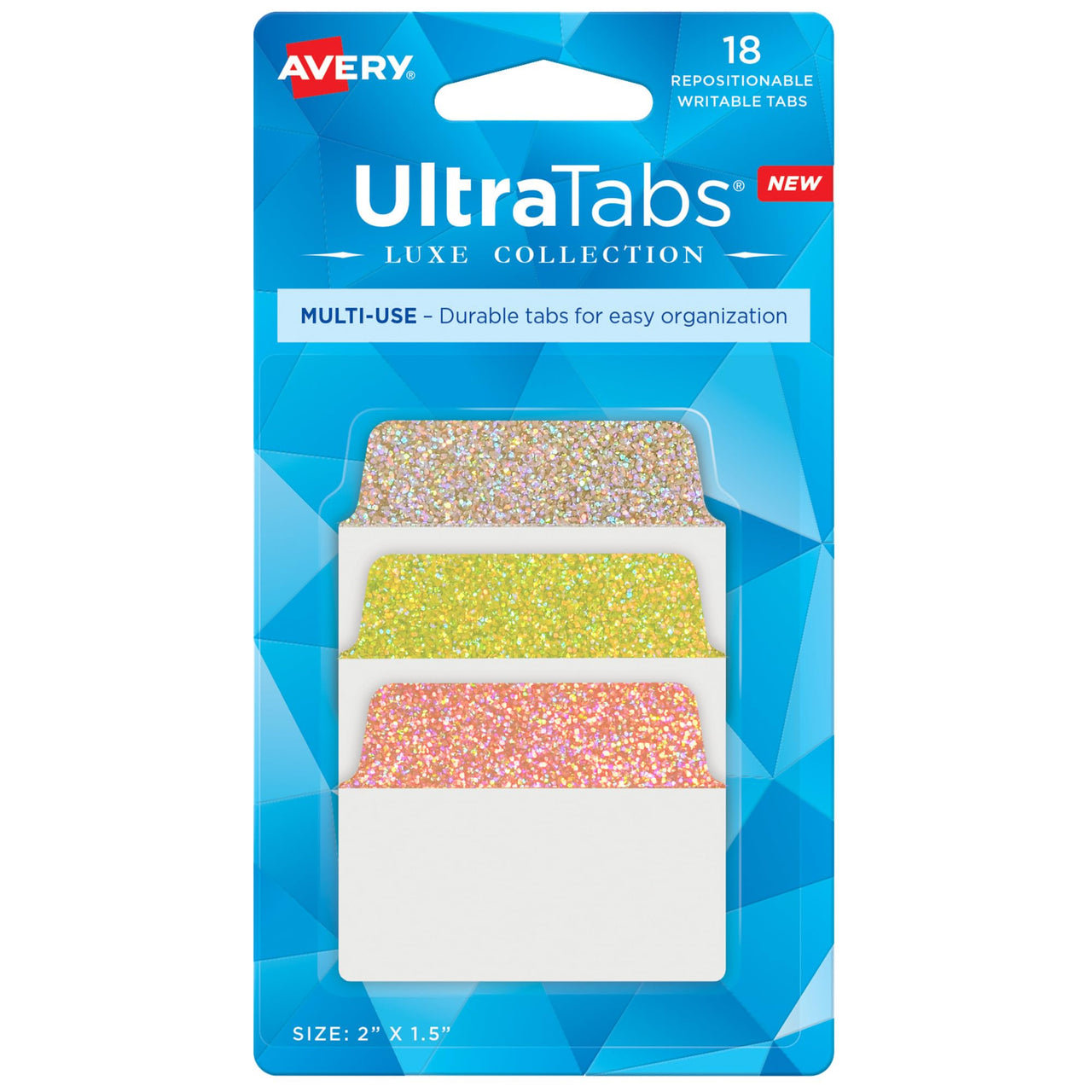 Avery Multi-Use Ultra Tabs, 2" x 1.5", Holographic Sunset Ombré Colors, 18 Repositionable Page Tabs (74148) 18 tabs