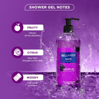 Bella Vita Luxury Date Woman Body Wash Refreshing Shower Gel for Deep Cleansing, Hydrating, Moisturising, Softer & Smoother Skin with Aloe Vera 500 Ml