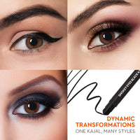 VLCC Smokey Eyes Black Matte Kajal - 0.35G (Pack Of 2) | Intense Black Color | Long Lasting Effect | Smudge-Proof And Water-Proof Application | With Blender To Sharpen For Dynamic Effect