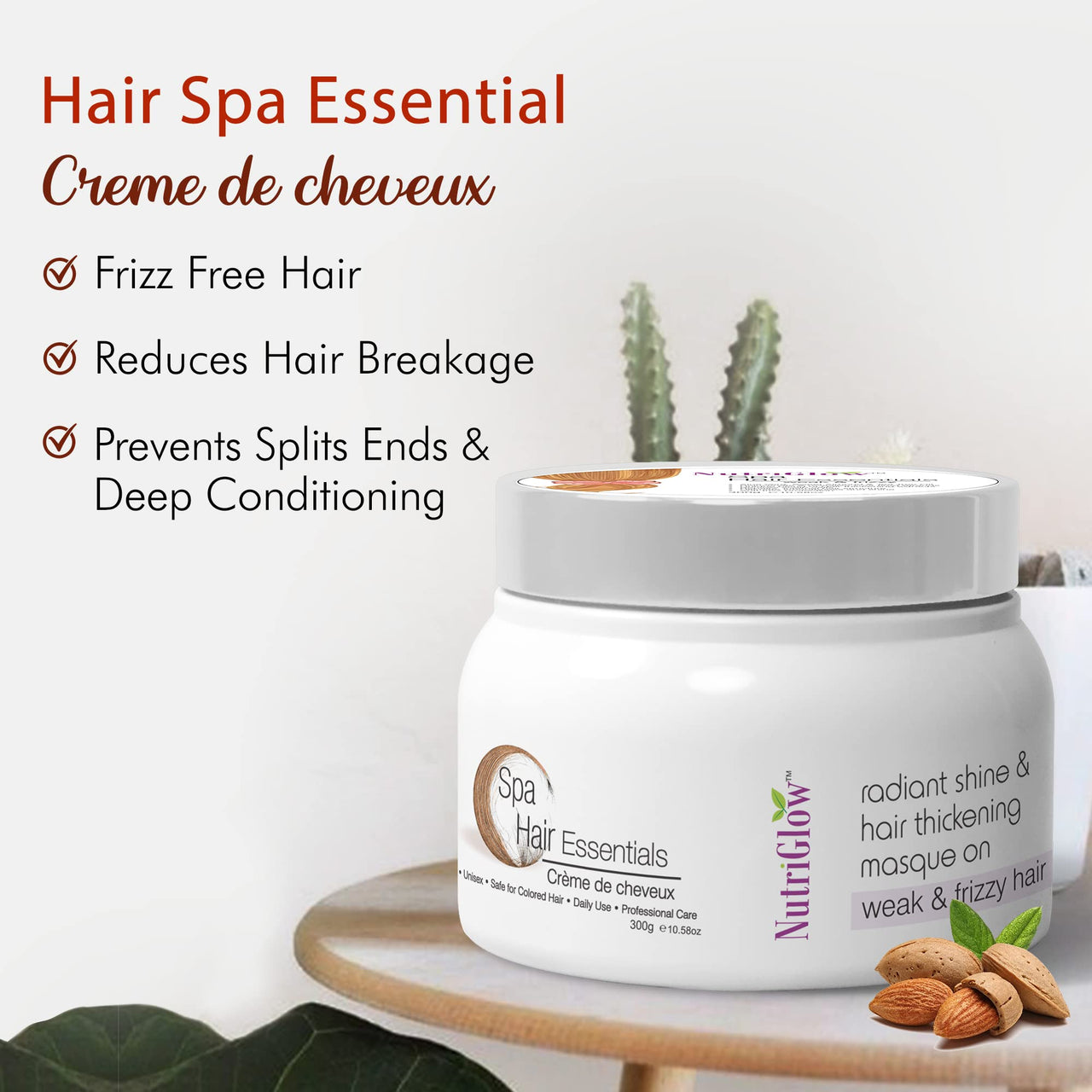 Nutriglow Hair Spa Cream With Volumizing & Shine Lock Formula For Weak & Frizzy Hair, 300g