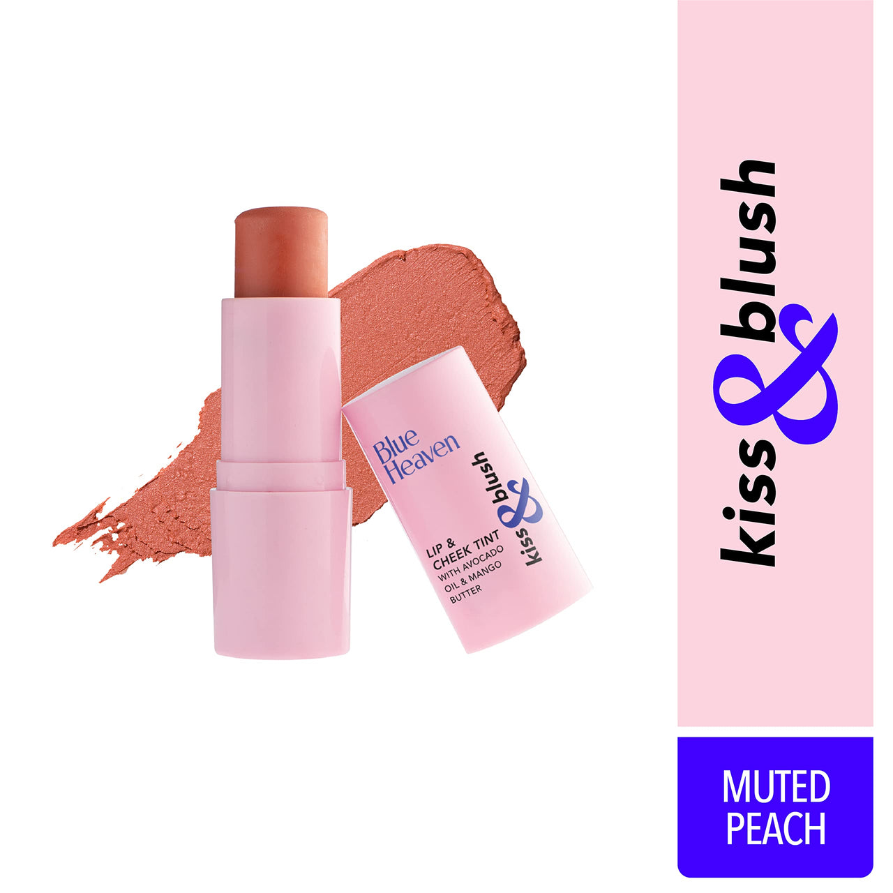 Blue Heaven Kiss & Blush, Lip, Cheek & Eyes Tint, Muted Peach, 8.5gm