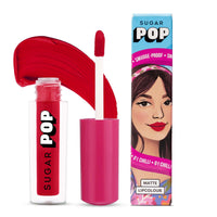 SUGAR POP Matte Lipcolour | Lasts Upto 8 hrs l Red Lipstick for Women l Vitamin E Infused | Non-Drying, Smudge Proof, Long Lasting | 1.6ml - 01 Chilli (Cherry Red)