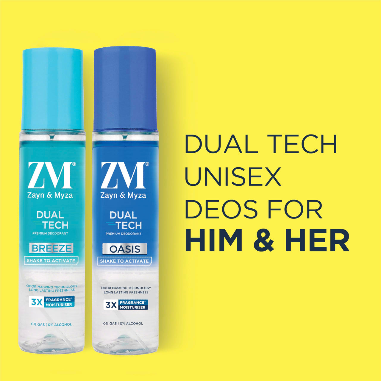 ZM Zayn & Myza Dual Tech Breeze | No Alcohol Premium Deodorant for Men & Women | Long Lasting Premium Fragrance, 120 ml