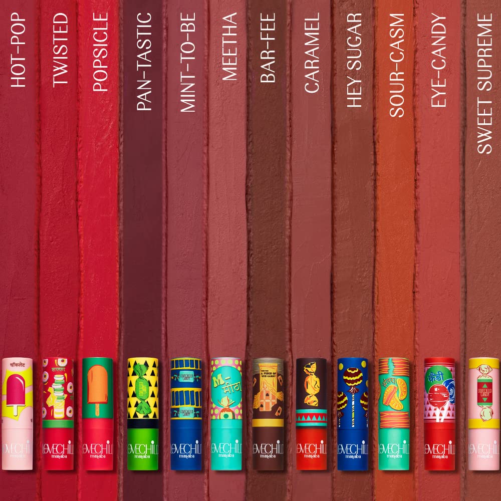 LoveChild Masaba - Popsicle - Luxe Matte Lipstick, Keeps Lips Moisturised, Long lasting, Hot Pink Bullet Matte Lipstick, 4ML
