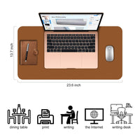 Desk Pad,Large Mouse Pad, Non-Slip PU Leathers Writing Pad,Desktop Protection Pad,Computer Desk Pad, Waterproof Table Mat, Desk Mat for Office and Home Writing (Brown;23.6