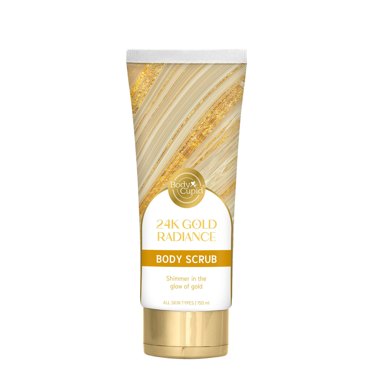 Body Cupid 24K Gold Radiance Body Scrub | Luxurious Exfoliation for Smooth & Glowing Skin | Infused with Fine Gold Mica | 150ml