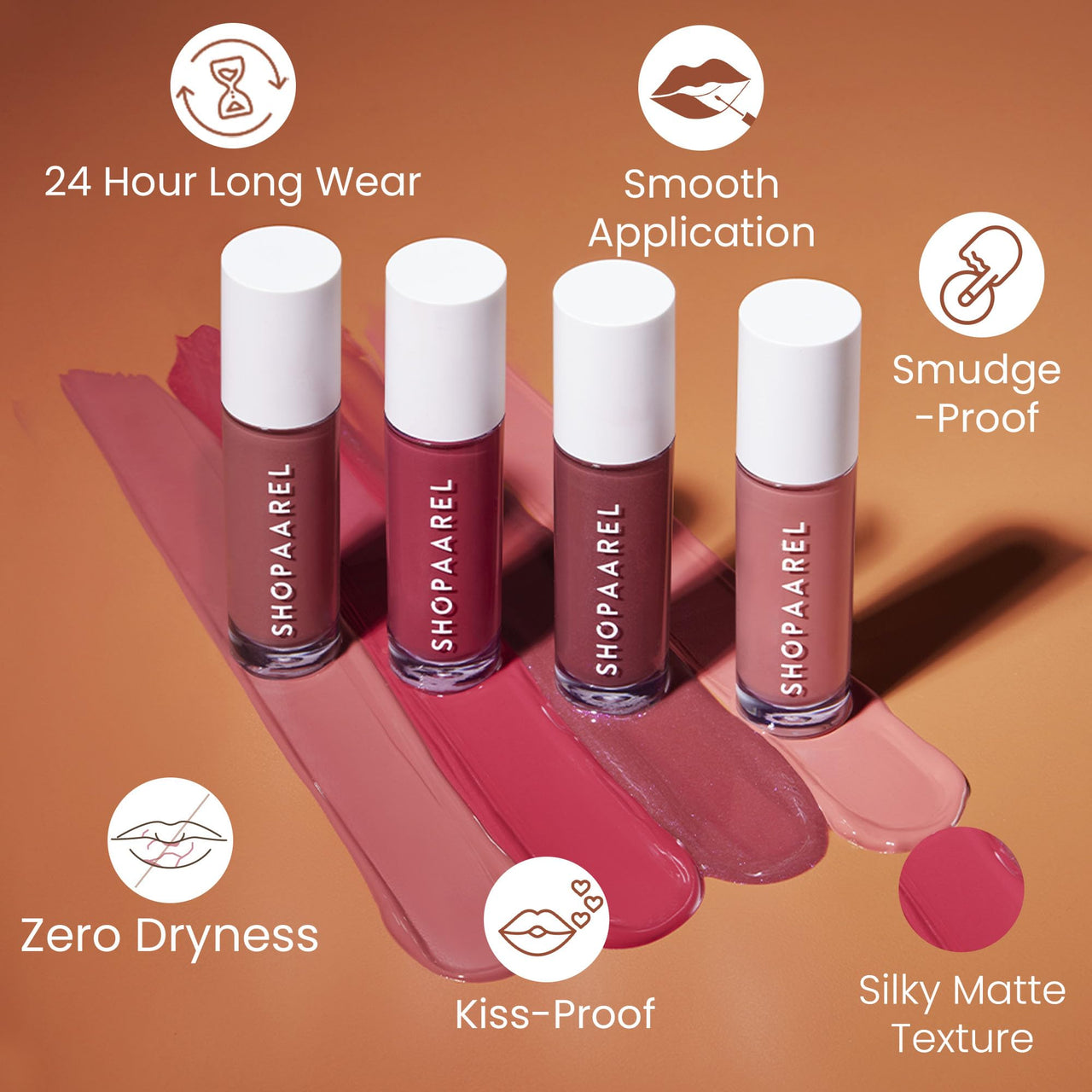 Shopaarel Silky Matte Gloss, Liquid Lipstick, Matte finish, Long-Lasting, Smudge-Resistant, Intense Shade, Cruelty-free-8 Gm, Gorgeous