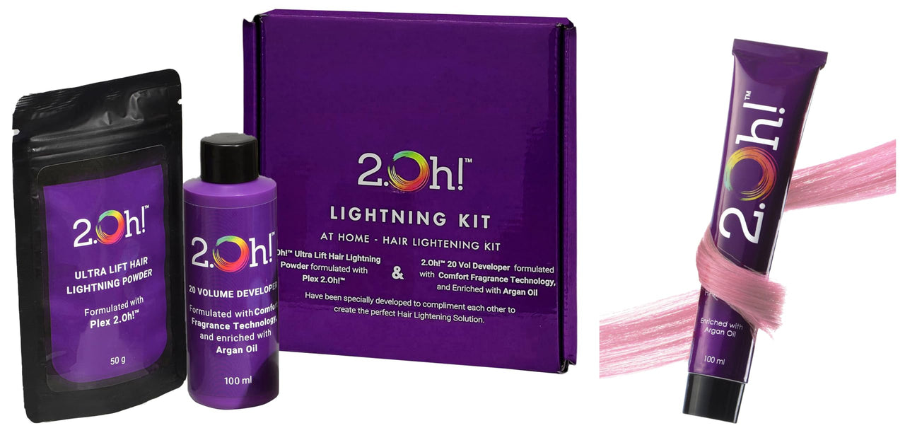2.Oh! Italian- Pastel Pink Hair Color DIY Kit | Semi Permanent Hair Color + Hair Bleach for Hair Color | Hair Highlights for Women & Men | Hair Bleach with Plex & Argan oil| Lightening Kit