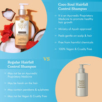 Coco Soul Hair Care Combo Hairfall Control Shampoo + Conditioner with Ayurvedic Medicine | 100% Cold Pressed Virgin Coconut Oil | Neem & Methi | Sulphate & Paraben Free | From the Makers of Parachute Advansed | 400ml