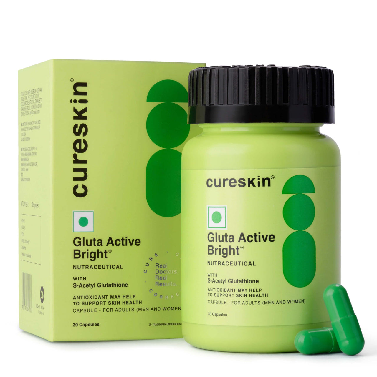 Cureskin Gluta Active Bright Glutathione Tablets | Glutathione Tablets Stuff From India Cureskin Gluta Active Bright Glutathione Tablets | Glutathione Tablets Stuff From India