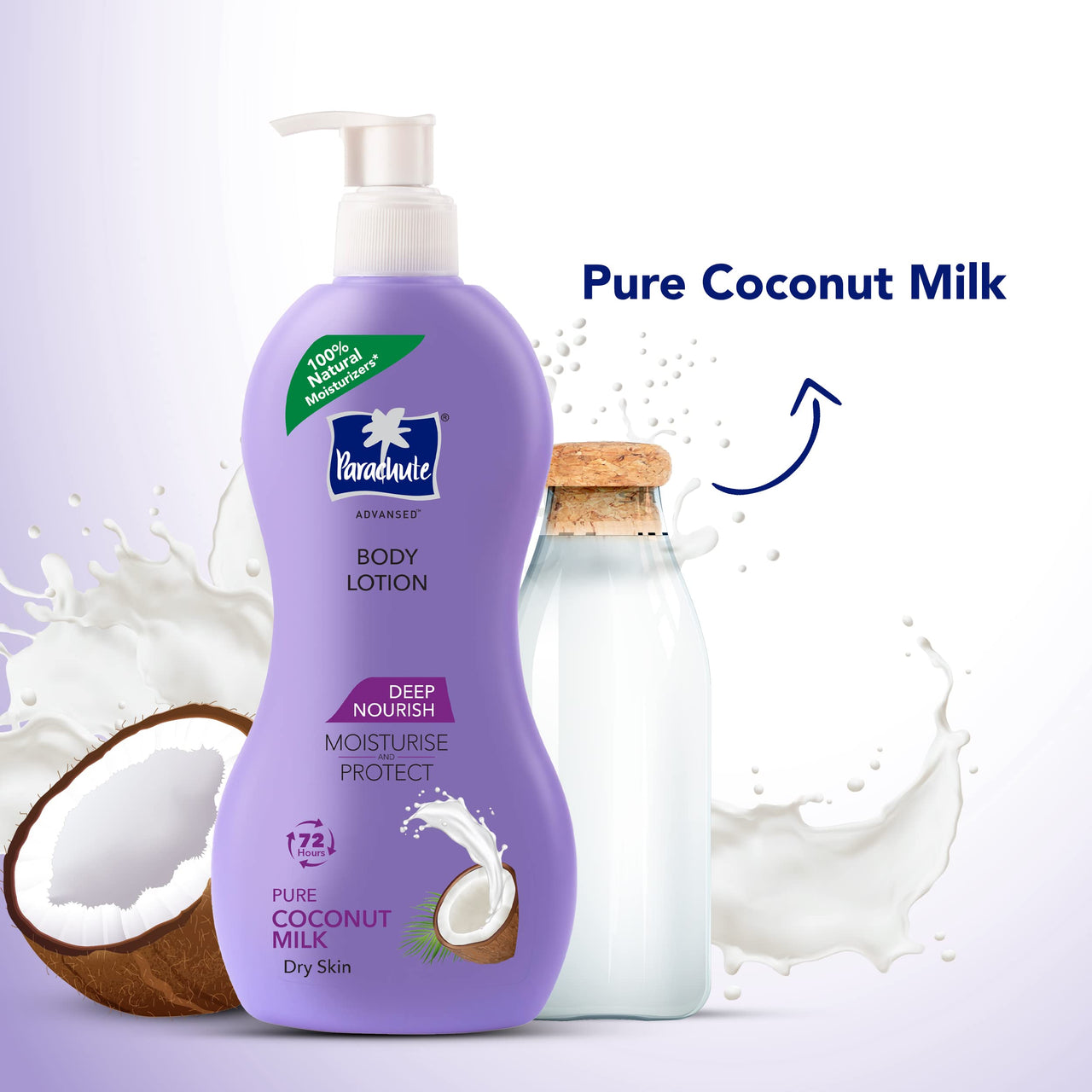 Parachute Advansed Deep Nourish Body Lotion,With Pure Coconut Milk,400 ml & Parachute Advansed Cocoa repair Body Lotion with Pure Coconut Milk & Cocoa butter, 100% Natural Moisturiser, 250ml