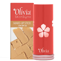 Olivia SkinSync Make Up Stick Foundation With SPF 25, Lightweight, Full Coverage Foundation With Natural Finish Face Makeup, Waterproof & Sweatproof Foundation Stick - 15g| Shade - 06 Peach Pie