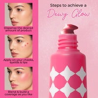 Just herbs Halo Glow Drop Blush Mango Butter + Rice Starch, Weightless Creamy Liquid Blush 10 ml (Gushing Grape)