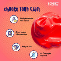Streax Professional Hold & Play Funky Colour, Flirty Red | Vibrant Semi-Permanent Hair Colour | Ammonia Free, Peroxide Free, 100g