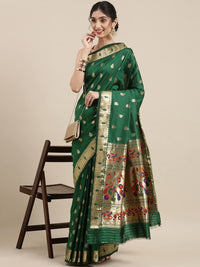 Pandadi Saree Women's  Paithani Silk Saree With Blouse Piece