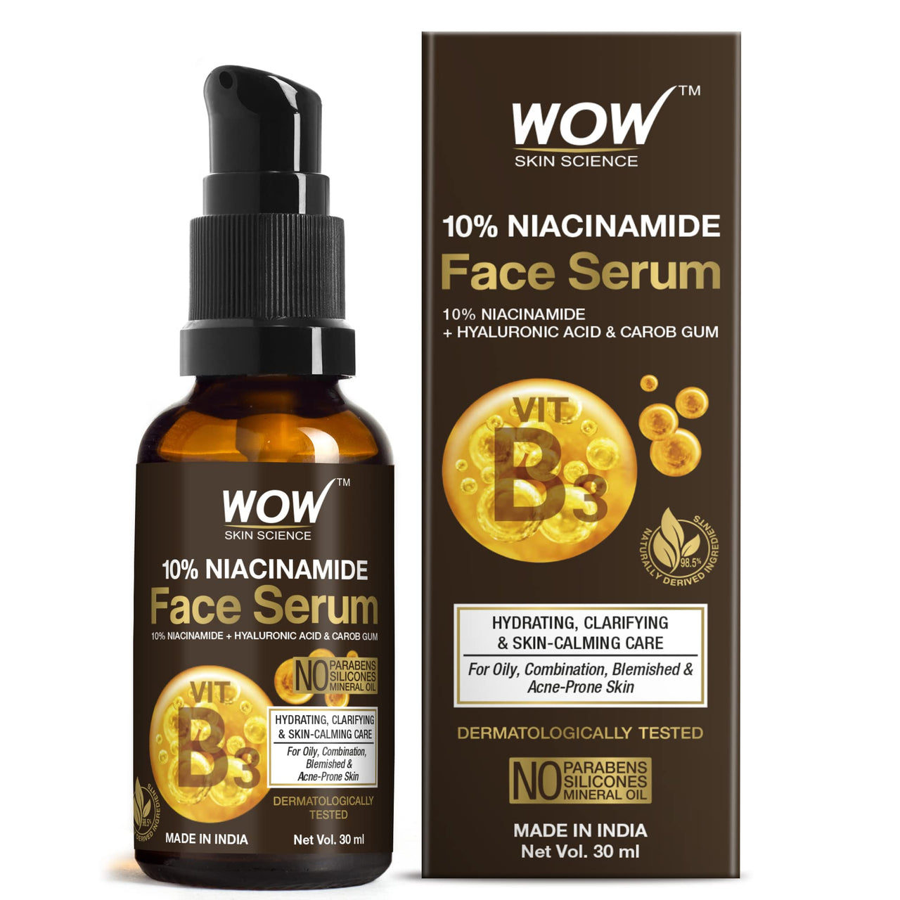 WOW Skin Science 10% Niacinamide Serum For Blemishes, Oil Control & Acne Spots - 30ml