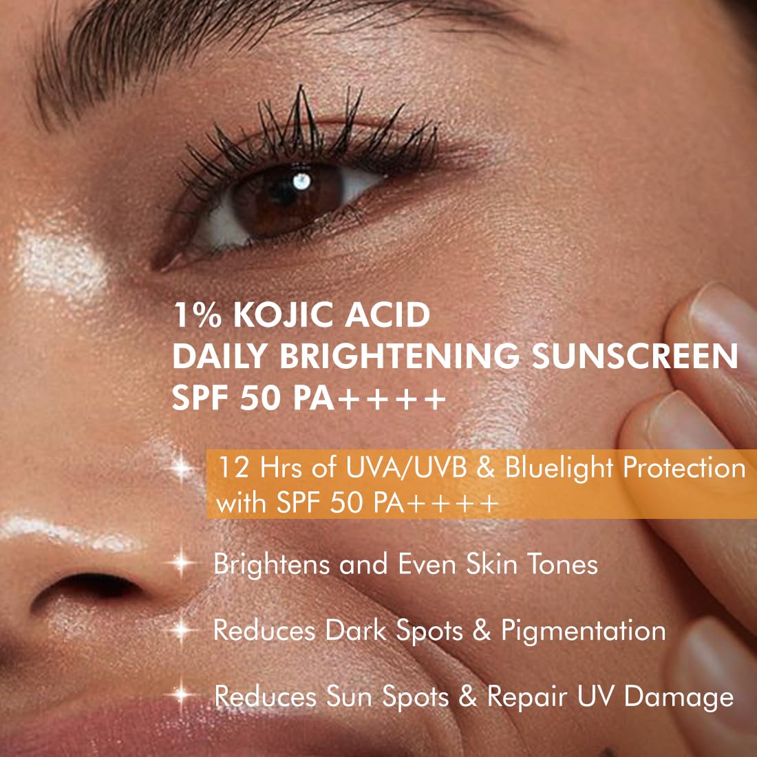 mCaffeine CLEAR GLOW 1% Kojic Acid & Alpha Arbutin Brightening Sunscreen SPF 50 PA++++ |Niacinamide-Dark Spots & Pigmentation| UVA-B Sun Protection|For Men & Women - 50ml For All Skin Type