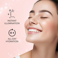 FACES CANADA Rose Glow Kit | Rose Gold Strobe Cream (30ml) + Medium Natural All Day Hydra Matte Mini Foundation (18ml) | Makeup Kit For Women (Combo Pack of 2)