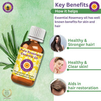 Deve Herbes Rosemary Essential Oil (Rosmarinus officinalis) with Glass Dropper for Healthy Hair Pure | Non-Sticky | Non-greasy | Lightweight | Men & Women | All Skin Types | Steam Distilled 50ml