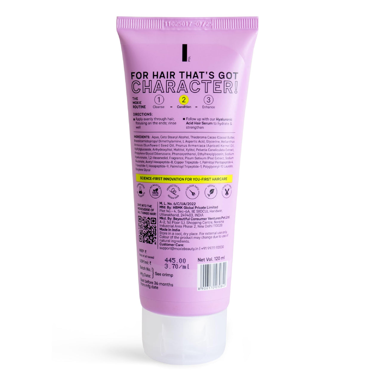 Moxie Beauty Hyaluronic Acid Hydrating Conditioner | Deep Moisture & Frizz Control | Strengthens & Smoothens Hair | 120ml