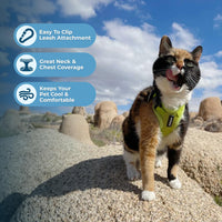Voyager Step-in Lock Cat Harness w Reflective Cat Leash Combo Set with Neoprene Handle 5ft - Supports Small, Medium and Large Breed Cats by Best Pet Supplies - Lime Green, XXXS Harness Leash Set (Lime Green) XXXS (Chest: 10.5 - 13