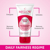 Meglow Skin Care Combo Pack of 3-Gold Bleach cream (50g)|Face Cream For Women (50g) with Aloevera Extracts & Vitamin E|Instant Glow Face Wash (70g)+Skin Brightening and Luminizing for Radiant Skin