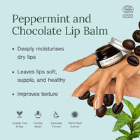 Juicy Chemistry Peppermint & Chocolate Organic Lip Balm, 5 g | Enriched with Cocoa Butter, Jojoba & Apricot Oil to Smooth and Soften Dry, Chapped & Sensitive Lips