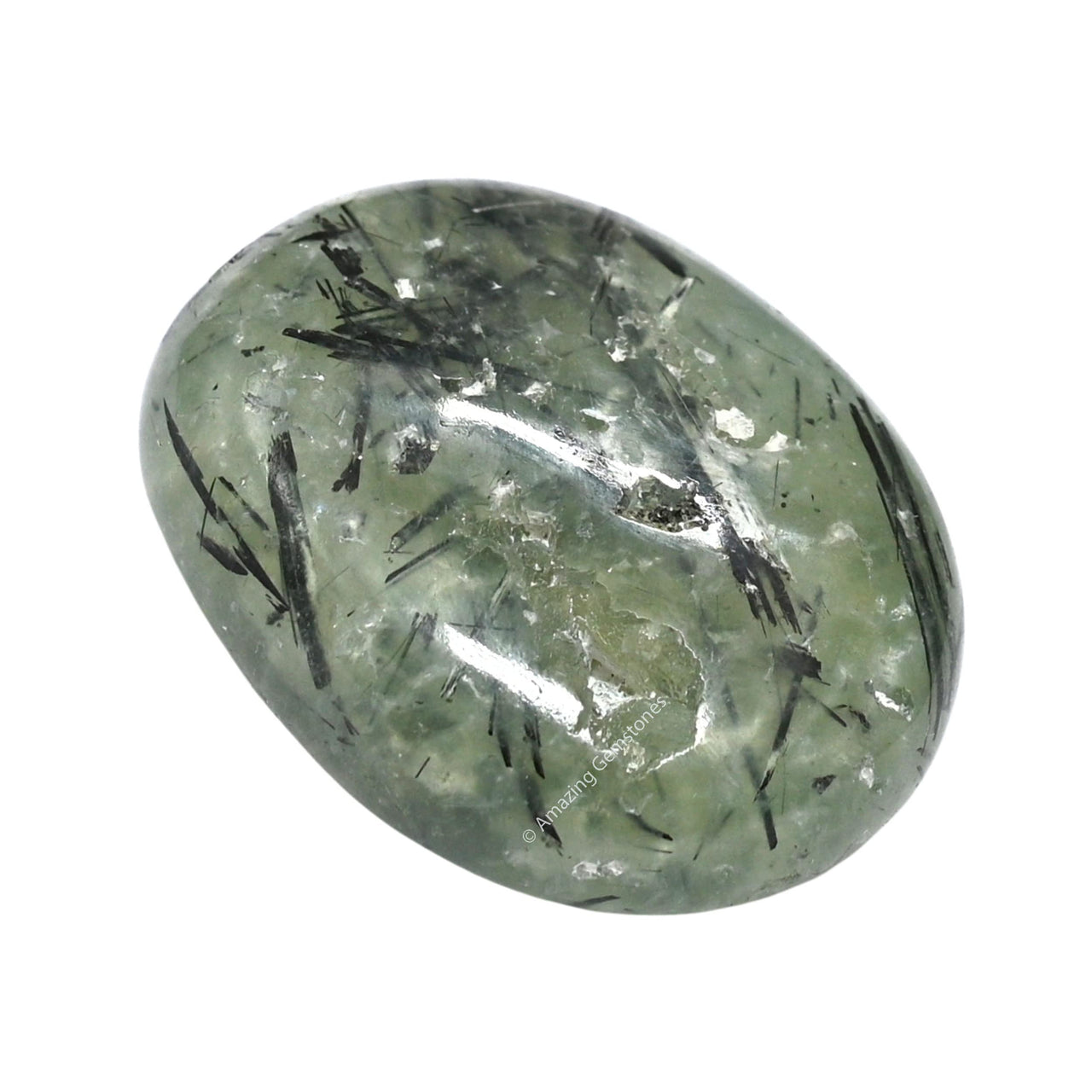 Prehnite Epidote Palm Stone - Pocket Massage Worry Stone for Natural Body Chakra Balancing, Reiki Healing and Crystal Grid Prehnite