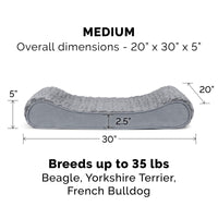 Furhaven Replacement Dog Bed Cover Ultra Plush Faux Fur & Suede Contour Luxe Lounger, Machine Washable - Gray, Medium Ultra Plush (Gray) 30.0