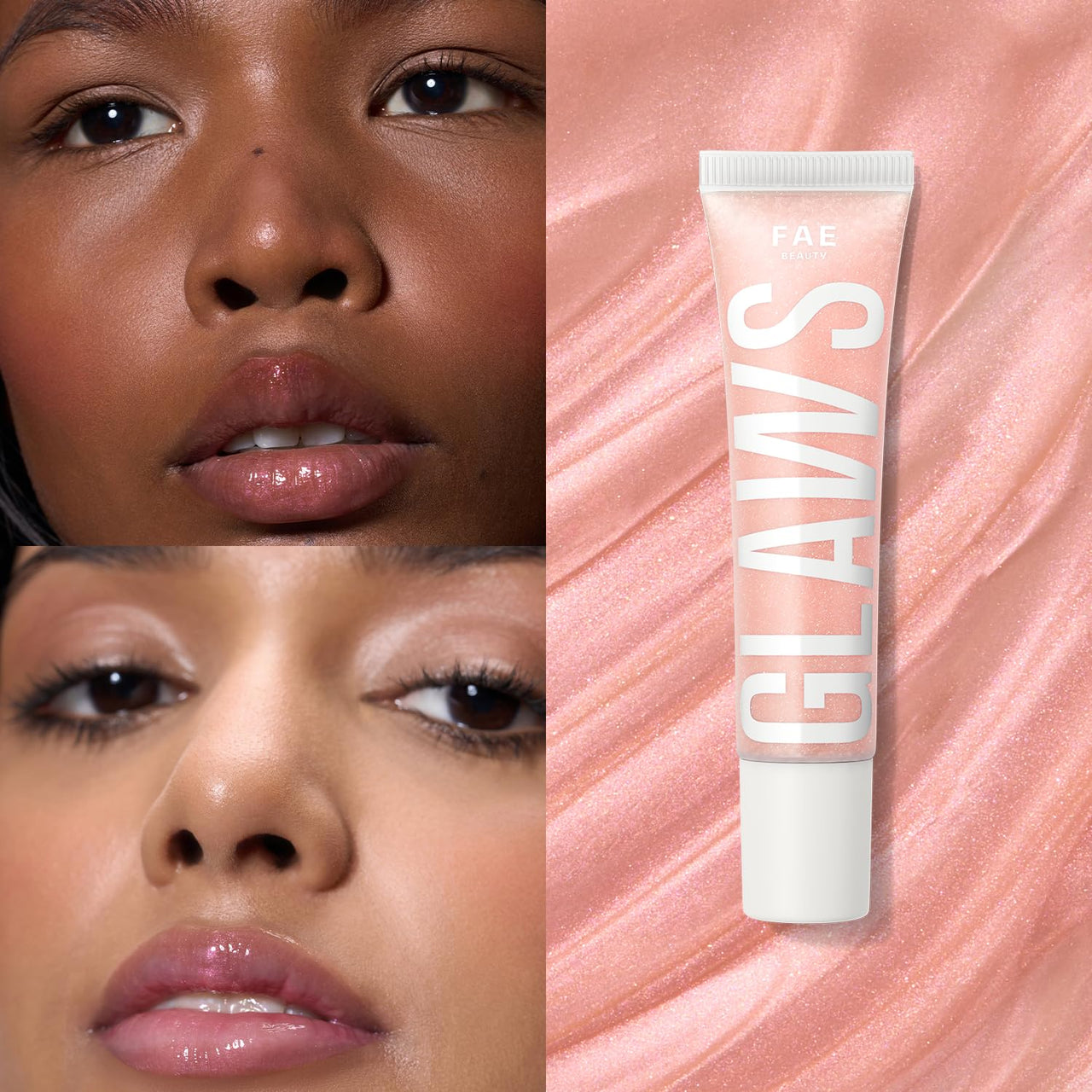 FAE Beauty Peptide Lip Gloss | With Passionfruit Oil & Argireline to Smoothen, Even, and Soften Lips | Non Sticky | Hydrating | Vegan | Shade Emerging | Transparent Shimmery Rose Gold Gloss