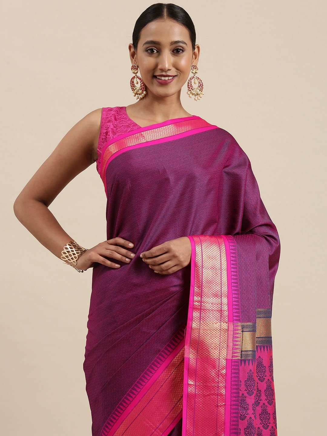 Pandadi Saree Women's  Cotton Silk Saree With Blouse Piece