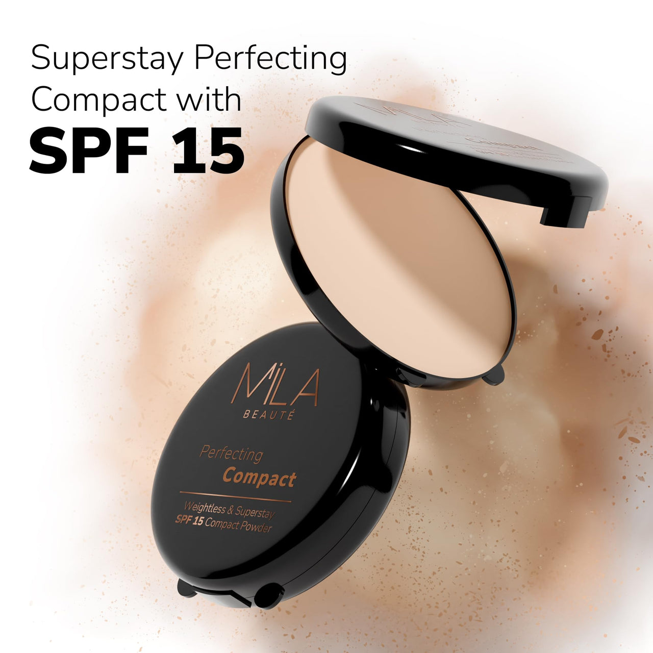 Mila Beauté Perfecting Compact Powder | Natural Matte Finish| Longstay with SPF 15 | Minimized Pores and Finelines | Controls Shine | Lightweight Compact Powder | Shade - (True Beige 16g)