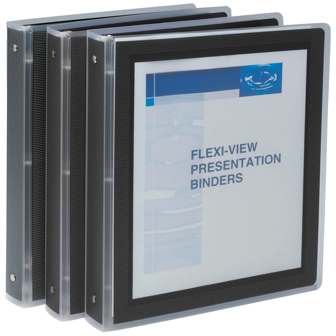 Avery Flexi-View 3 Ring Binder, 1 Inch Round Rings, 3 Black Binders (17686) 1" 3 Pack