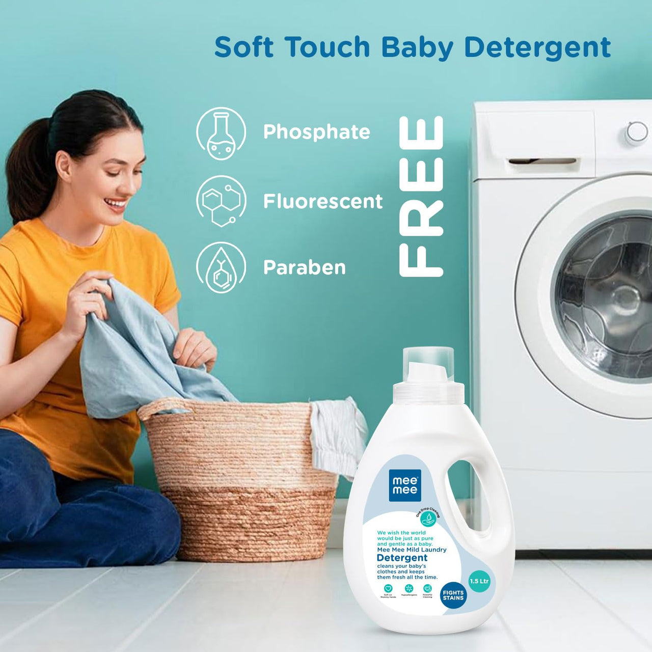 Mee Mee Mild Baby Liquid Laundry Detergent Refill Pack, 1.2L & Mee Mee Mild Baby Liquid Laundry Detergent, 1.5L
