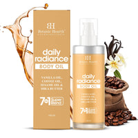 Botanic Hearth Daily Radiance Body Oil 100 ml - Lightweight Hydrating Oil with Vanilla, Coffee, Sesame Oil & Shea Butter for Glowing Skin for Men & Women - in a Premium Glass Bottle