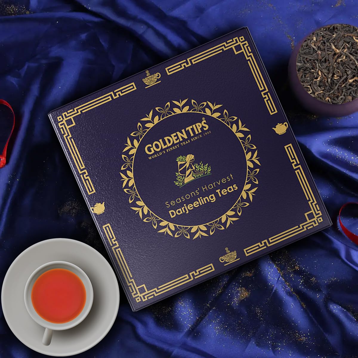Golden Tips Seasons Harvest Darjeeling Teas, Handpicked Black, Oolong, Green & White Teas in a Gold Foiled Gift Box, Ideal for Gifting & Special Occasions