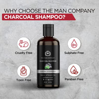 The Man Company Charcoal Shampoo For Oily Scalp To Eliminate Dandruff, Improve Hair Growth with Peppermint & Clove | Healthy and Shiny Hair - 250ml
