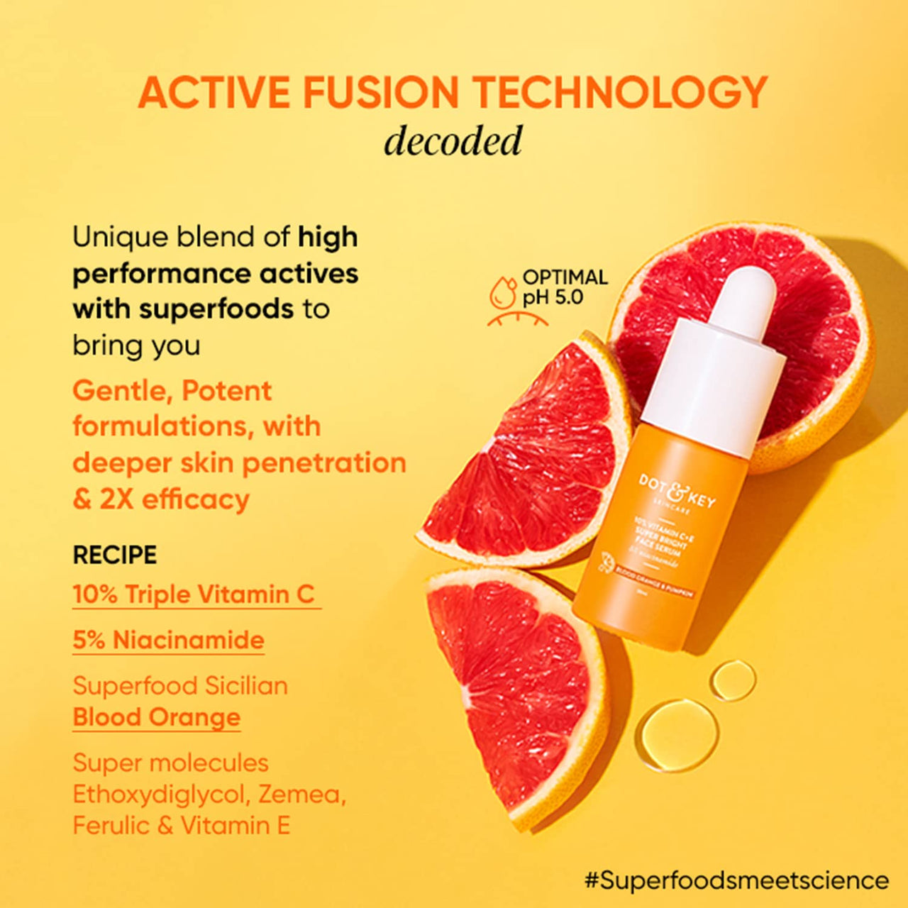 Dot & Key 10% Vitamin C + E, 5% Niacinamide Serum | Vitamin C Serum For Glowing Skin | Fades Dark Spots | Vit C Serum with Blood Orange & Pumpkin | For Uneven & Dull Skin | For All Skin Types | 20ml