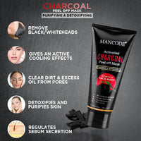 Mancode Activated Charcoal Peel Off Mask For Men, Charcoal Peel Off Mask For Women, Face Mask For Men, Charcoal Face Mask, Active Cooling Effect, Deep Skin Purifying Cleansing (100 ml)