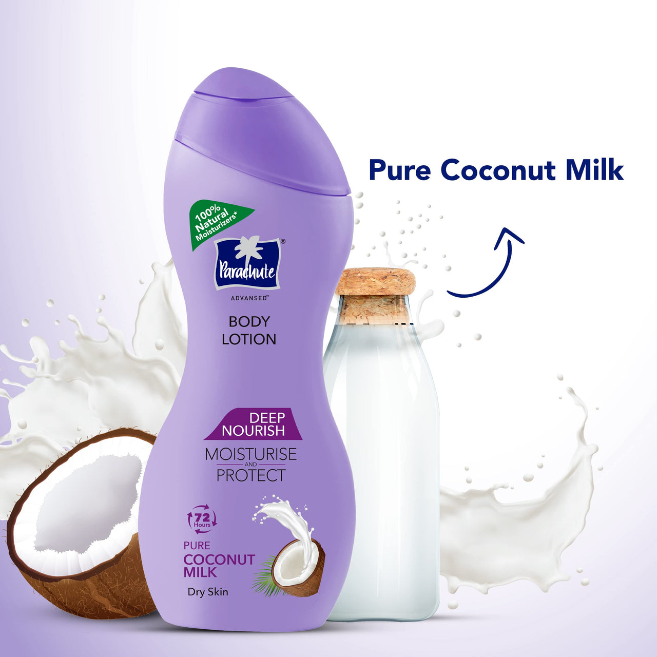 Parachute Advansed Almond Hair Cream, 100Ml |Anti Hairfall | Dry Hair Cream After Shower |Non Sticky Oil Replacement Hair Cream & PDeep Nourish Body Lotion For Women & Men, Dry Skin, 250Ml, 4 count