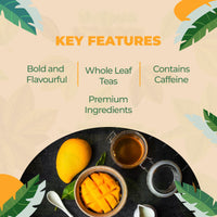 Golden Tips Indian Mango Black Tea, 25 Teabags, High Grown Full Leaf Black Tea, Rich & Natural Mango Flavor, Bold & Aromatic, Energizing & Refreshing Brew