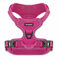 Dog Harness Dual Leash Attachment No-Pull Control Adjustable Soft But Strong Pet Harness For Medium And Large Dogs With 3M Reflective Technology - Fuchsia, S (Chest: 16 - 20