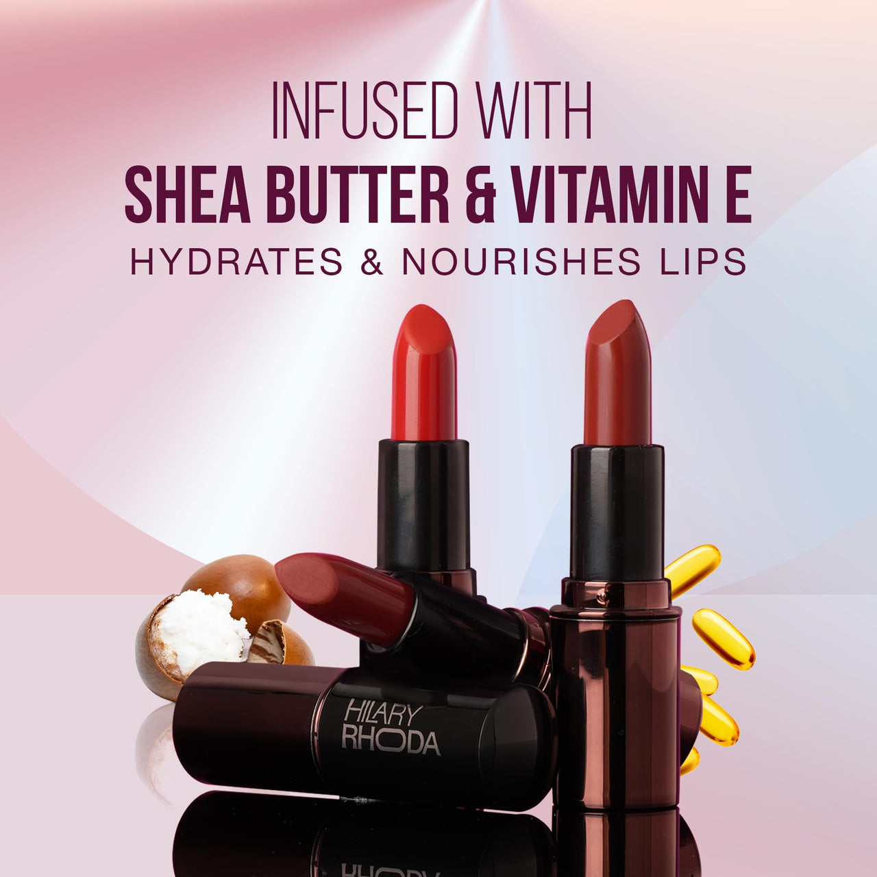 Hilary Rhoda Creamy Touch Lipstick | Infused with Olive Oil, Shea Butter & Vitamin E | Highly Pigmented & Creamy Texture | Long Lasting & Keeps Lips Moisturising - 4g (Red Wine - Shade 12)